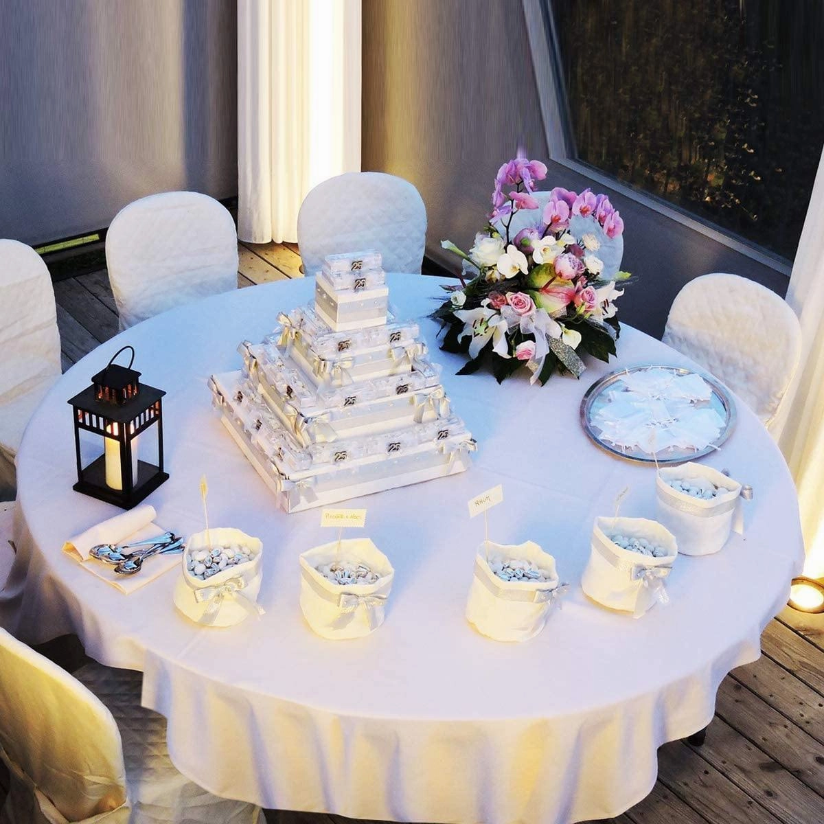 10 Pcs Round White Tablecloth 120-Inch, Premium Polyester Table Cover (White, 120")