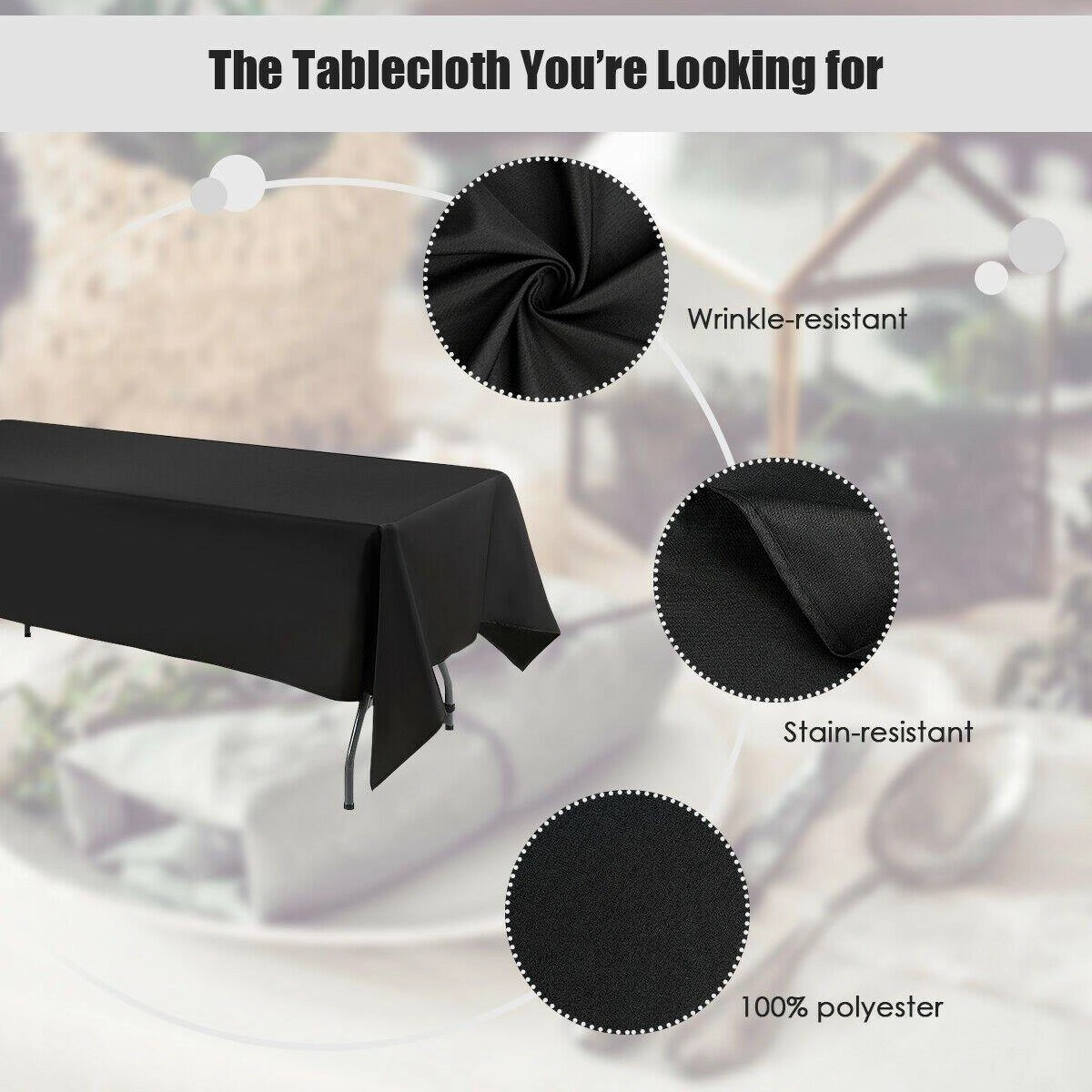 10PCS Rectangle Tablecloth, Machine-washable Polyester