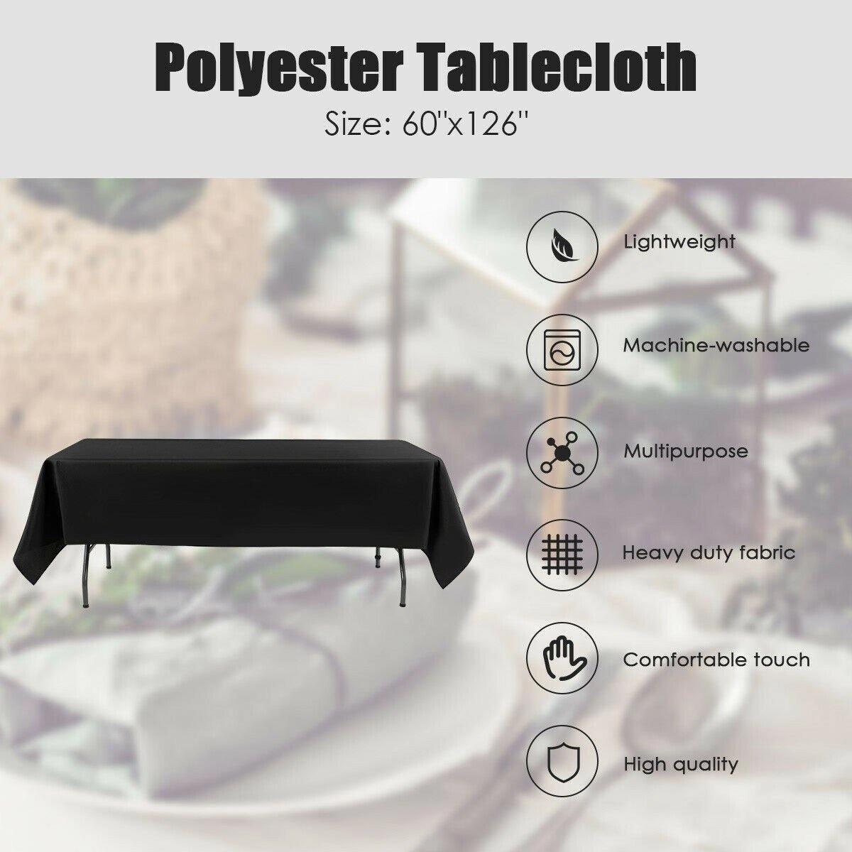 10PCS Rectangle Tablecloth, Machine-washable Polyester