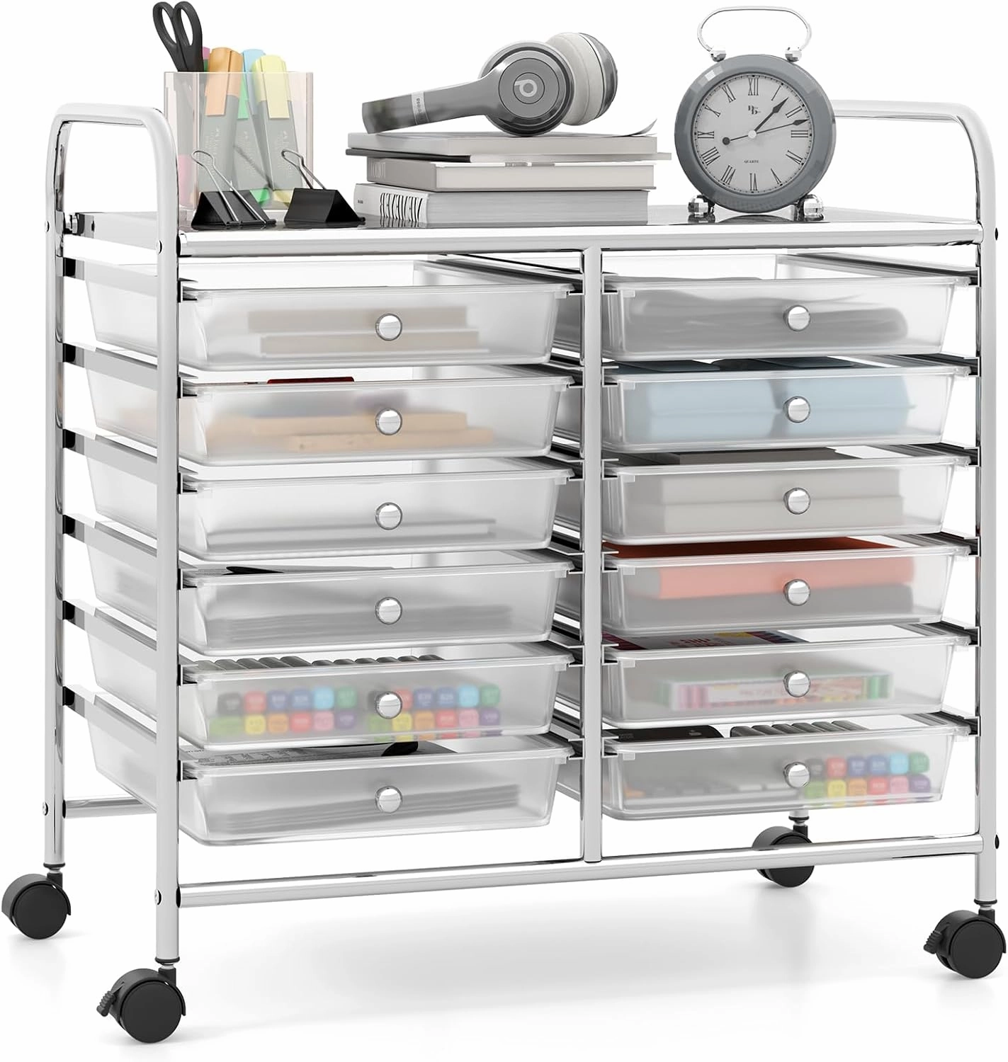 12 Drawers Rolling Cart for Office School Supplies - 25 x 15 x 24.5