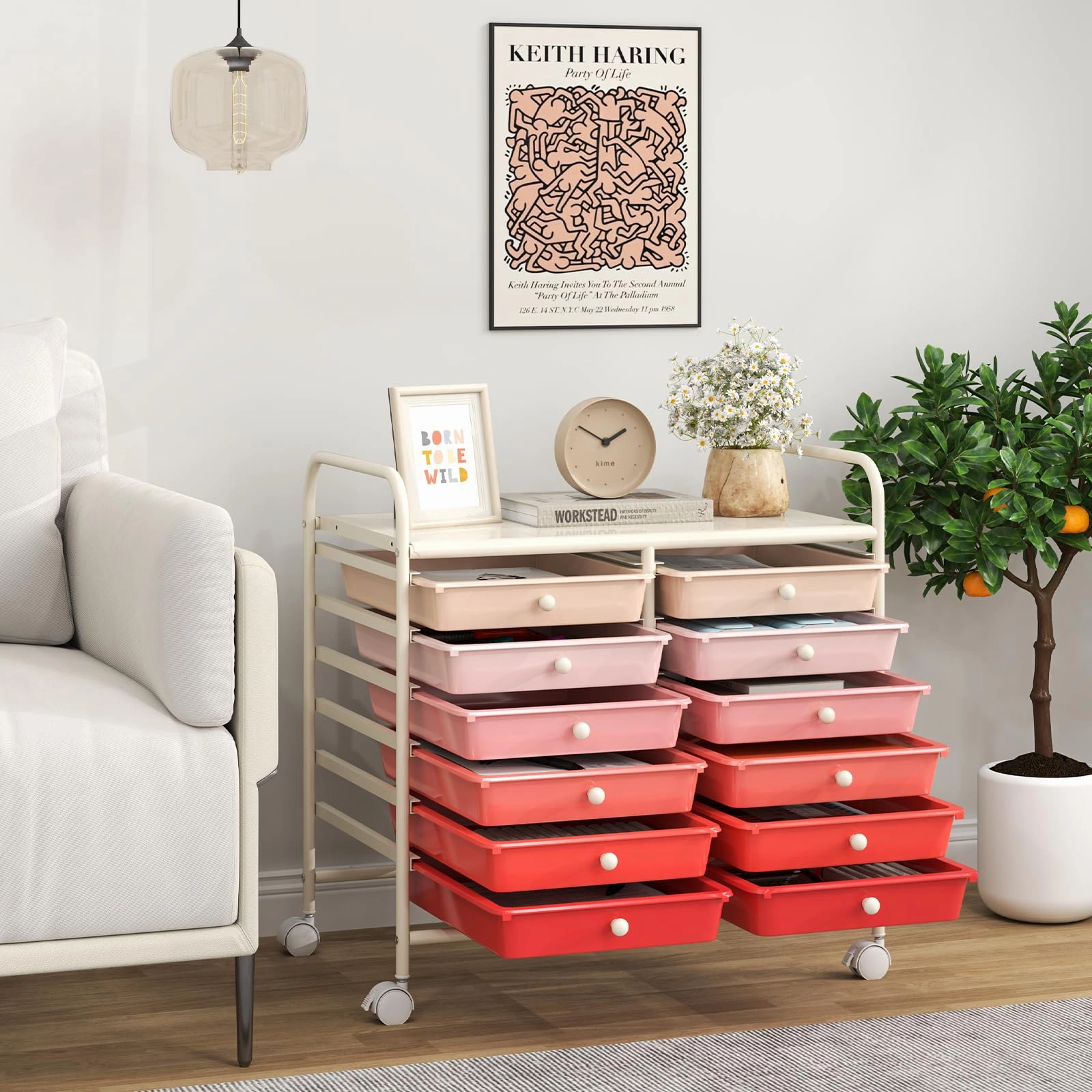 12 Drawers Rolling Cart for Office School Supplies - 25 x 15 x 24.5