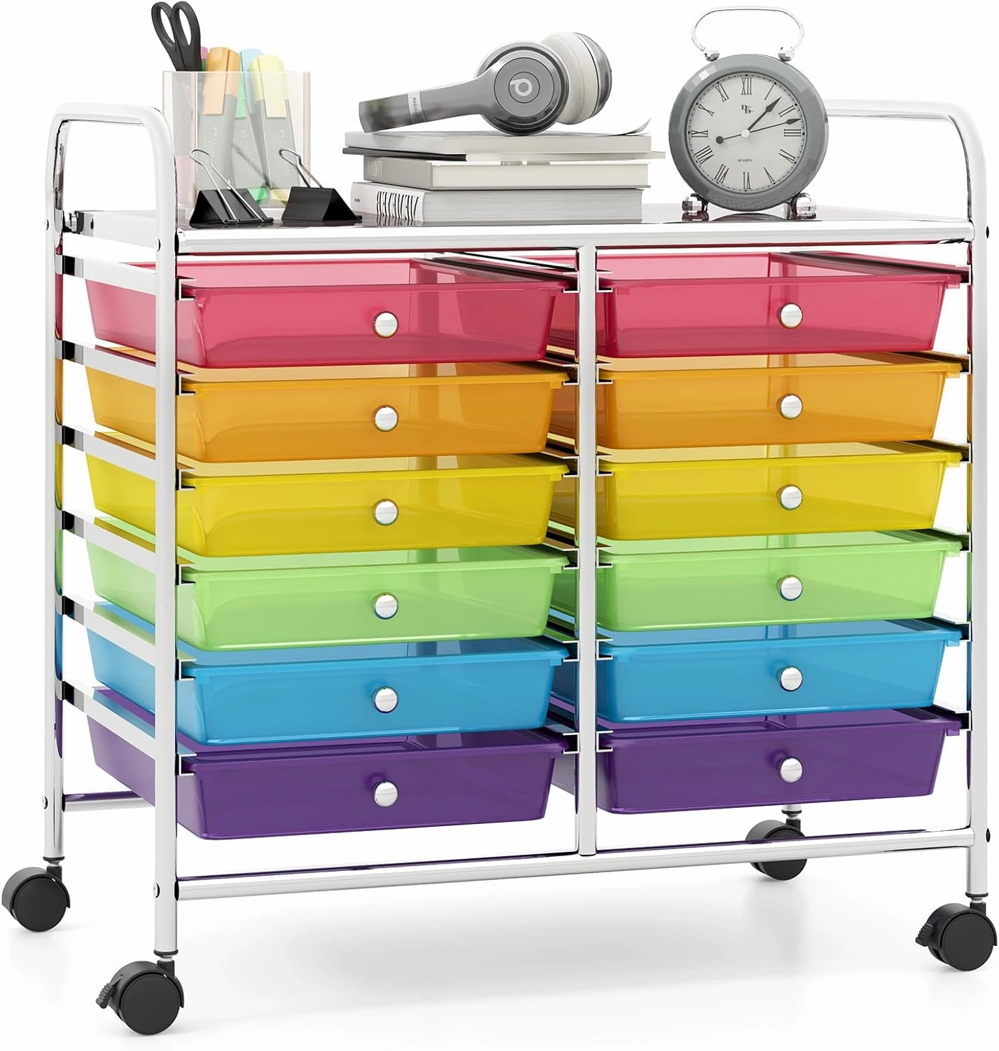 12 Drawers Rolling Cart for Office School Supplies - 25 x 15 x 24.5