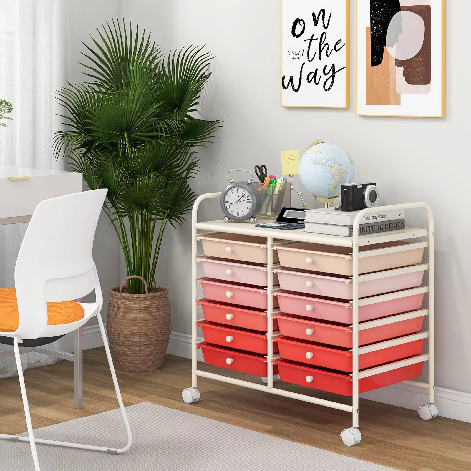 12 Drawers Rolling Cart for Office School Supplies - 25 x 15 x 24.5