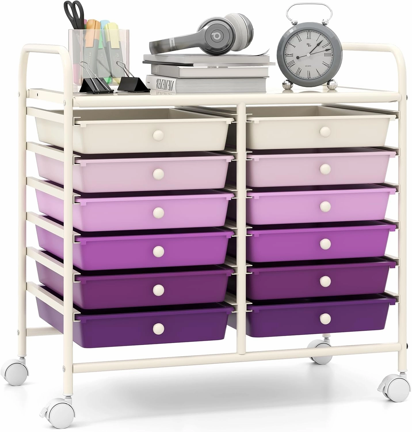 12 Drawers Rolling Cart for Office School Supplies - 25 x 15 x 24.5