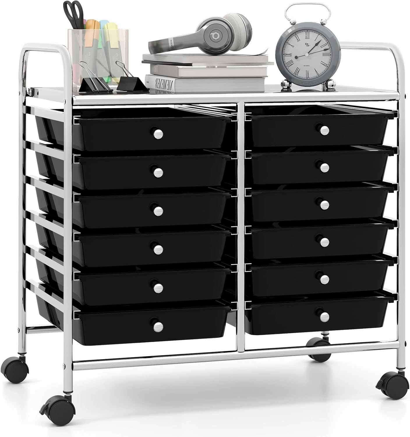 12 Drawers Rolling Cart for Office School Supplies - 25 x 15 x 24.5