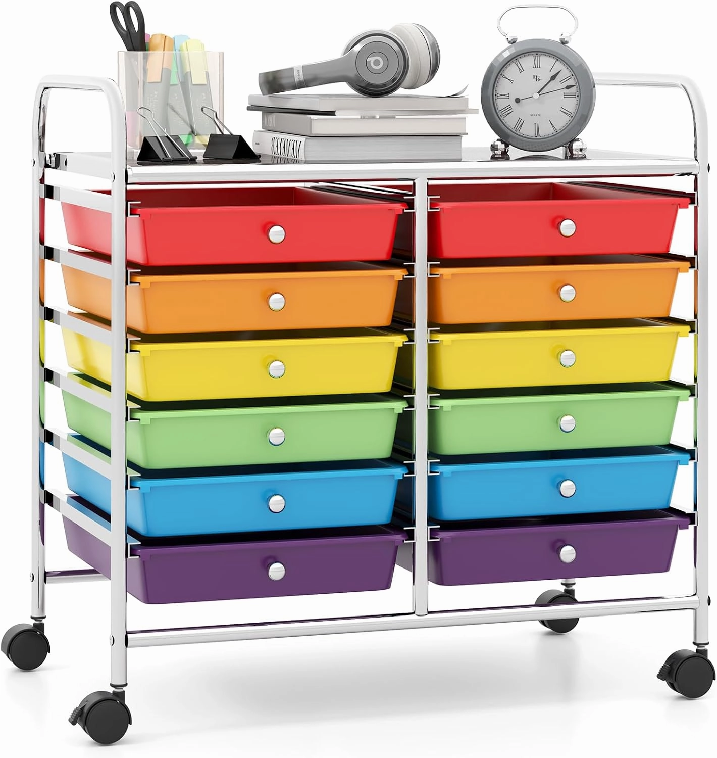 12 Drawers Rolling Cart for Office School Supplies - 25 x 15 x 24.5
