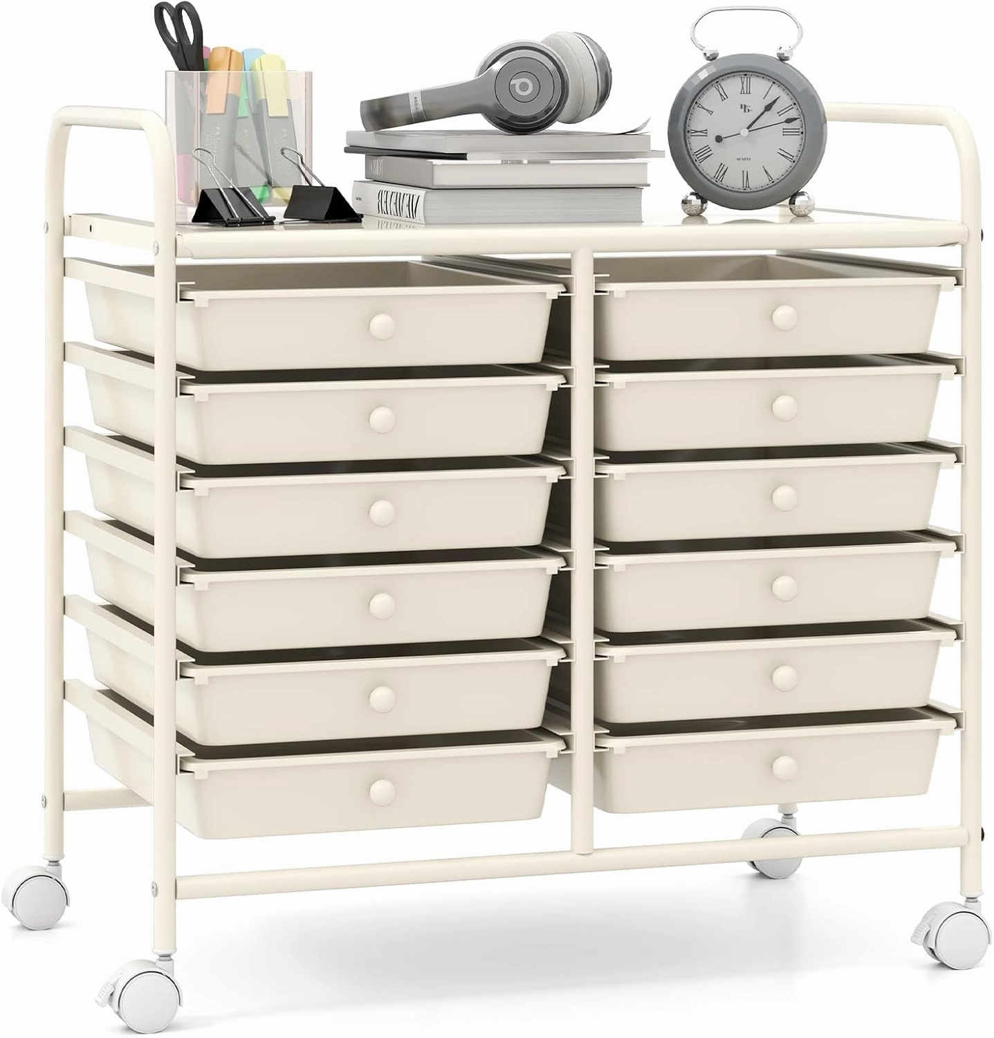 12 Drawers Rolling Cart for Office School Supplies - 25 x 15 x 24.5