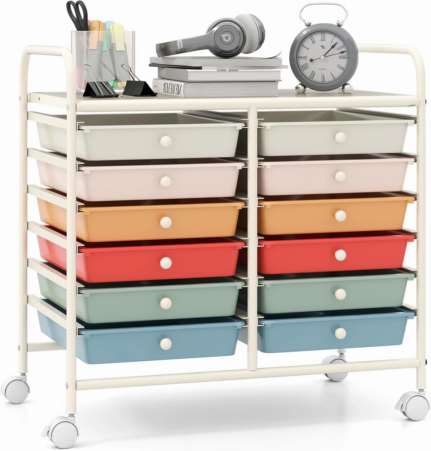12 Drawers Rolling Cart for Office School Supplies - 25 x 15 x 24.5