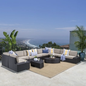 12pc Outdoor Wicker Sectional Sofa Set w/ Cushions - NH170692 outdoor furniture, garden bench