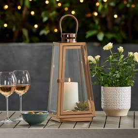 15" Modern Outdoor Stainless Steel Lantern - NH562013 outdoor party decor, BBQ set