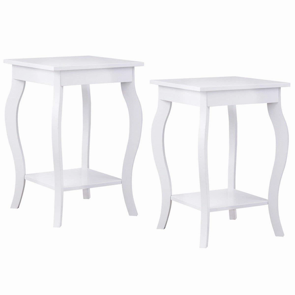 16" End Table W/Storage & Shelf Curved Legs Home Furniture for Living Room