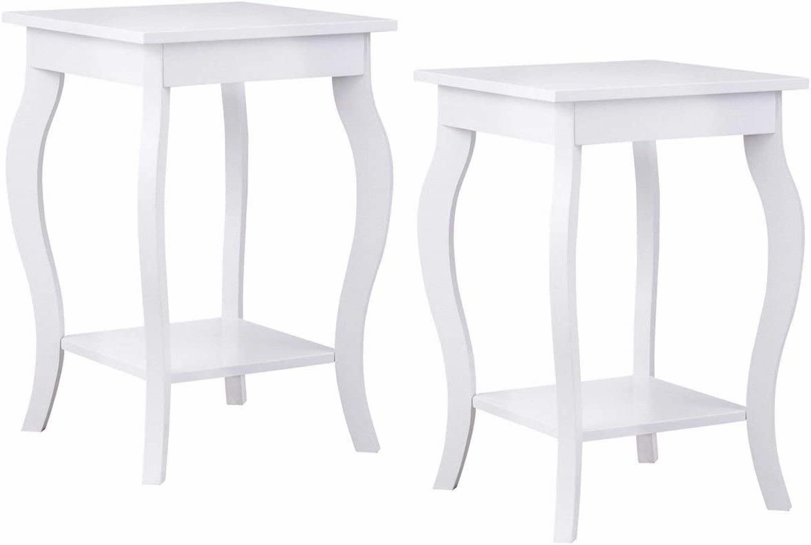 16" End Table W/Storage & Shelf Curved Legs Home Furniture for Living Room