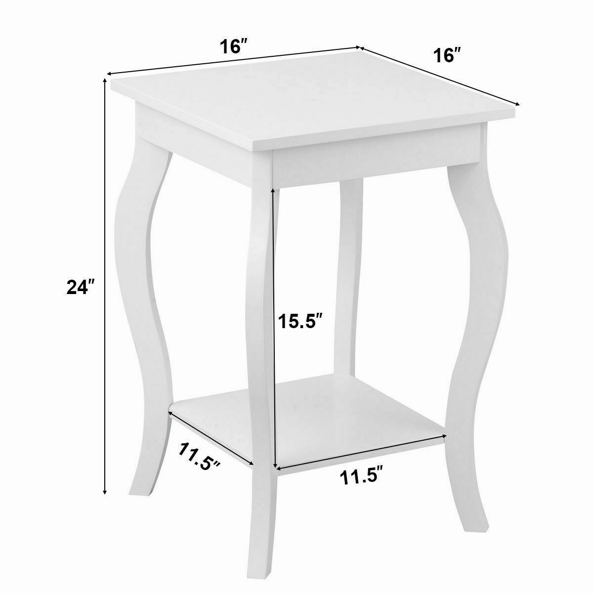 16" End Table W/Storage & Shelf Curved Legs Home Furniture for Living Room