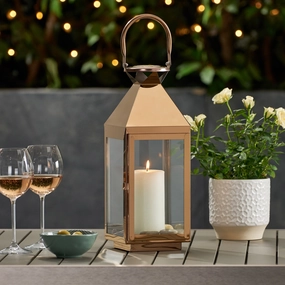 16" Modern Outdoor Stainless Steel Lantern - NH762013 outdoor party decor, BBQ set
