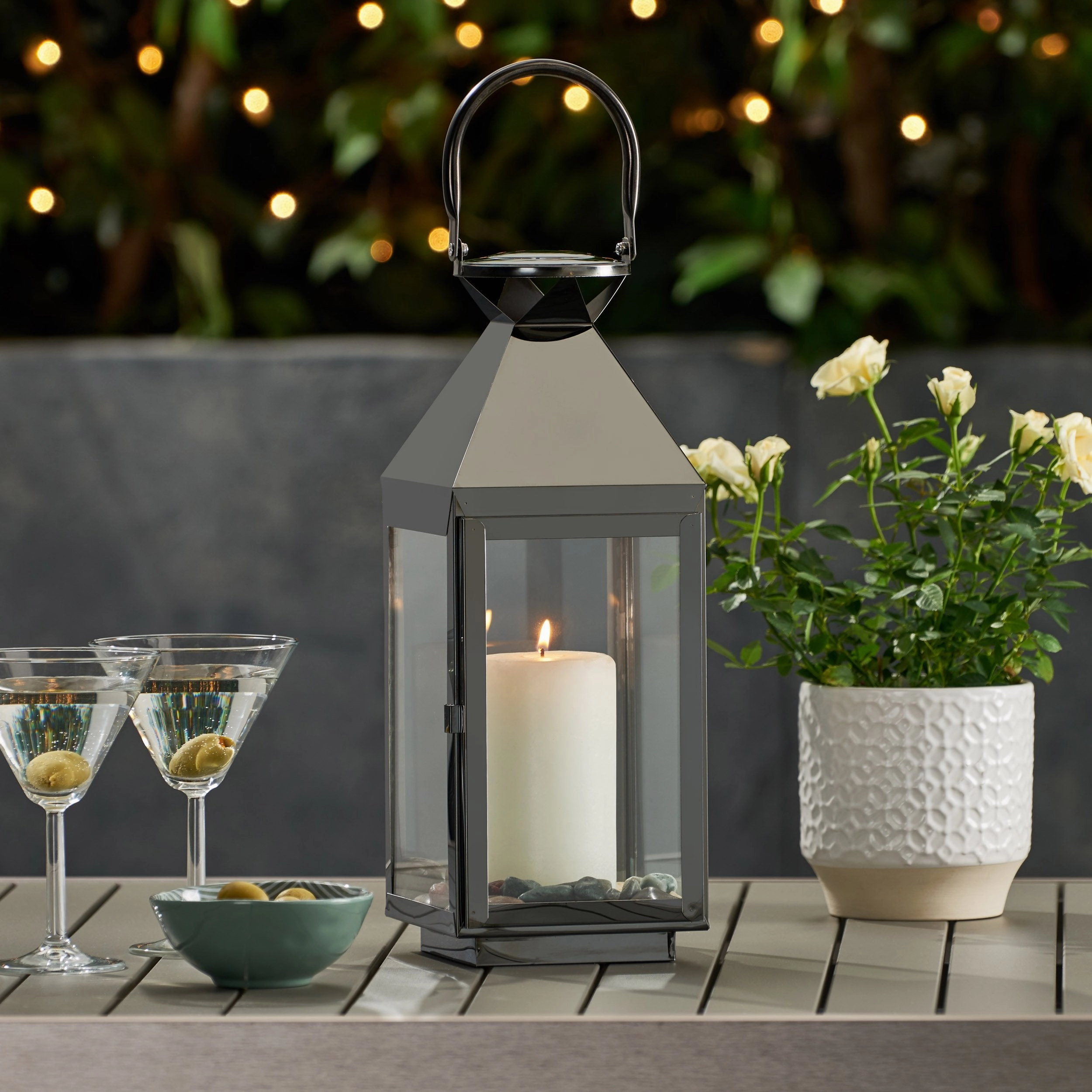 16" Modern Outdoor Stainless Steel Lantern - NH762013