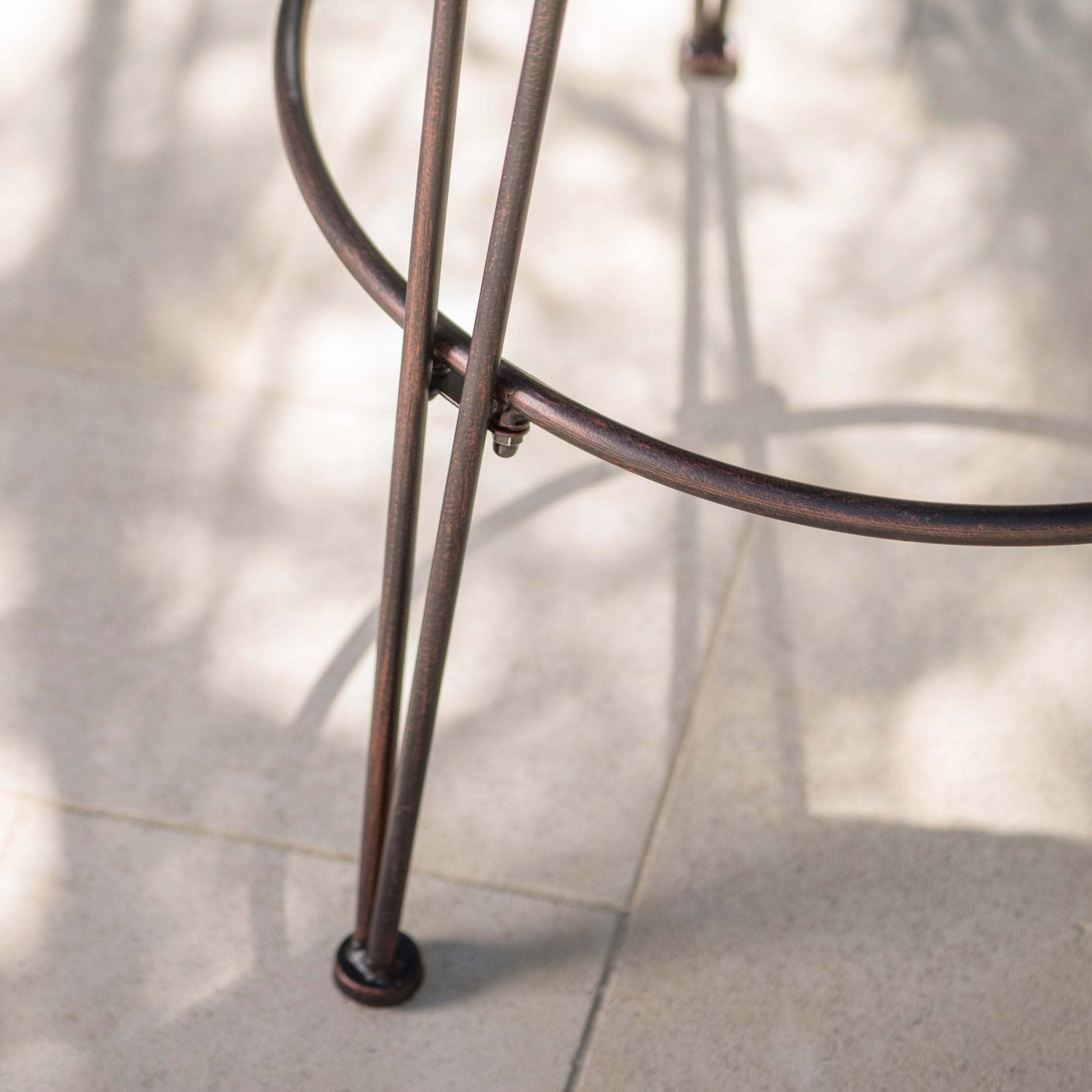 18-Inch Outdoor Wicker Barstools with Black Brush Copper Iron Frame (Set of 2) - NH837103