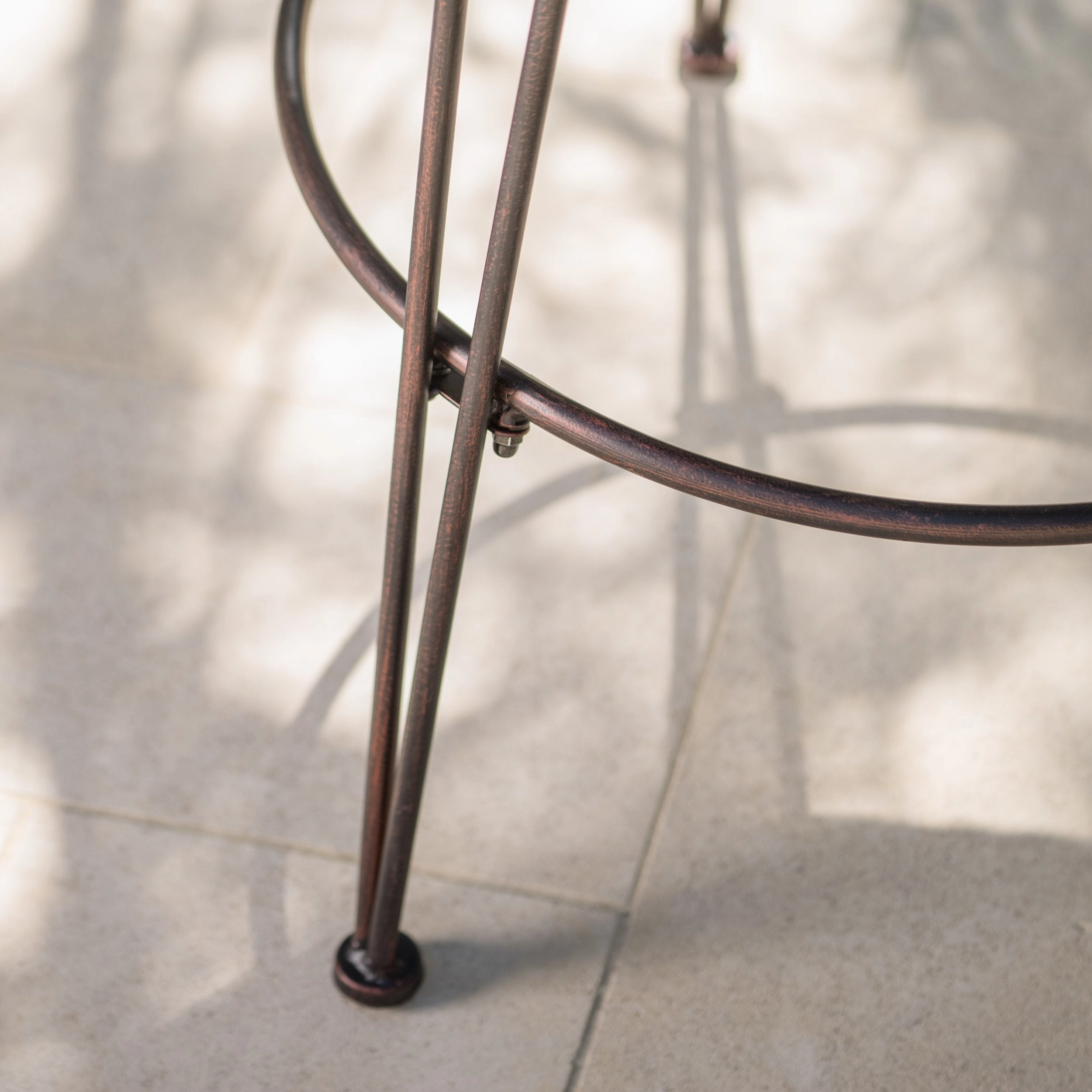 18-Inch Outdoor Wicker Barstools with Black Brush Copper Iron Frame (Set of 2) - NH837103
