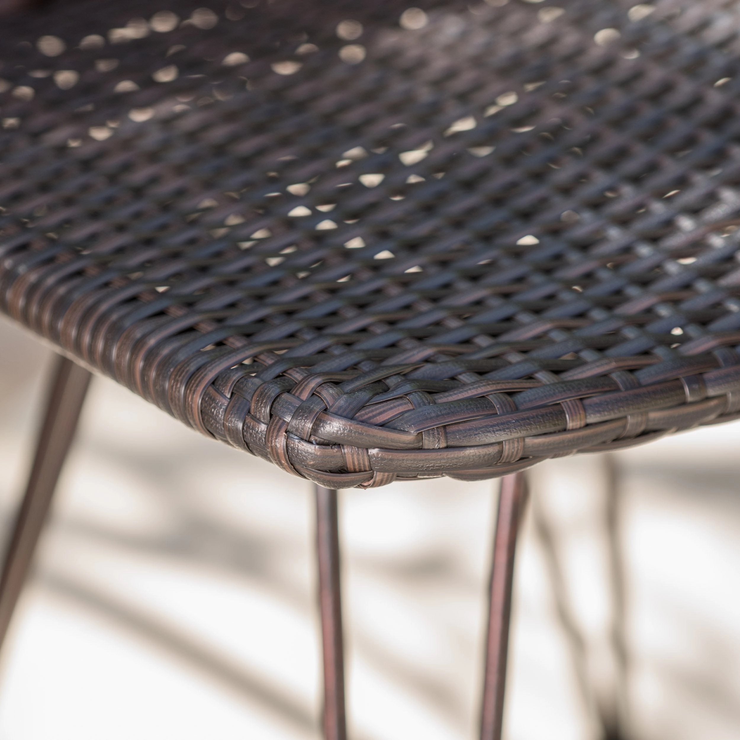 18-Inch Outdoor Wicker Barstools with Black Brush Copper Iron Frame (Set of 2) - NH837103
