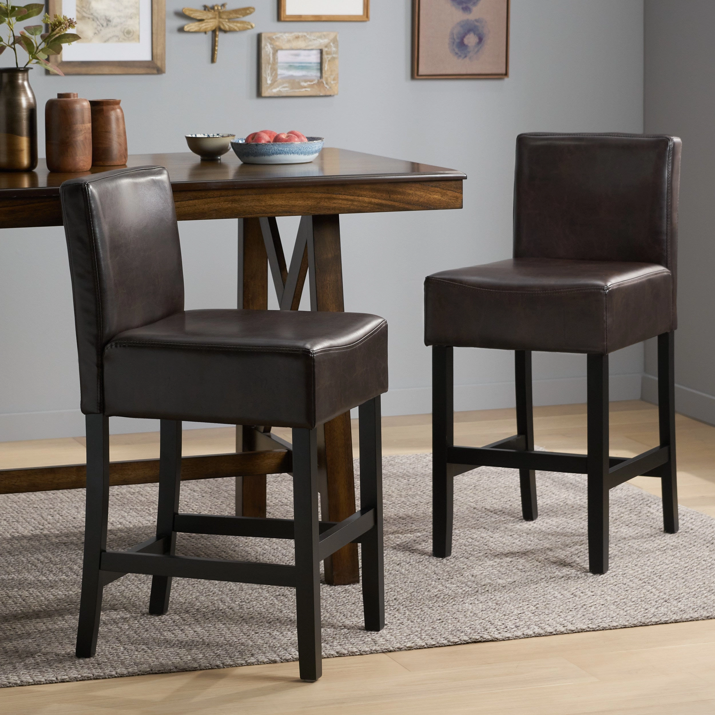 19-Inch Brown Bonded Leather Counter Stool (Set of 2) - NH279592 kitchen accessories, table linens