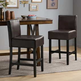 19-Inch Brown Bonded Leather Counter Stool (Set of 2) - NH279592 kitchen accessories, table linens