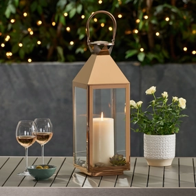 22" Modern Outdoor Stainless Steel Lantern - NH962013 outdoor party decor, BBQ set