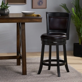 24-Inch Black Bonded Leather Swivel Backed Counter Stool - NH436692 kitchen accessories, table linens