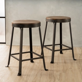 24-Inch Brown Weathered Wood Counter Stool (Set of 2) - NH390992 kitchen accessories, table linens