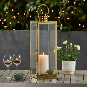 24" Modern Outdoor Stainless Steel Lantern - NH362013 outdoor party decor, BBQ set
