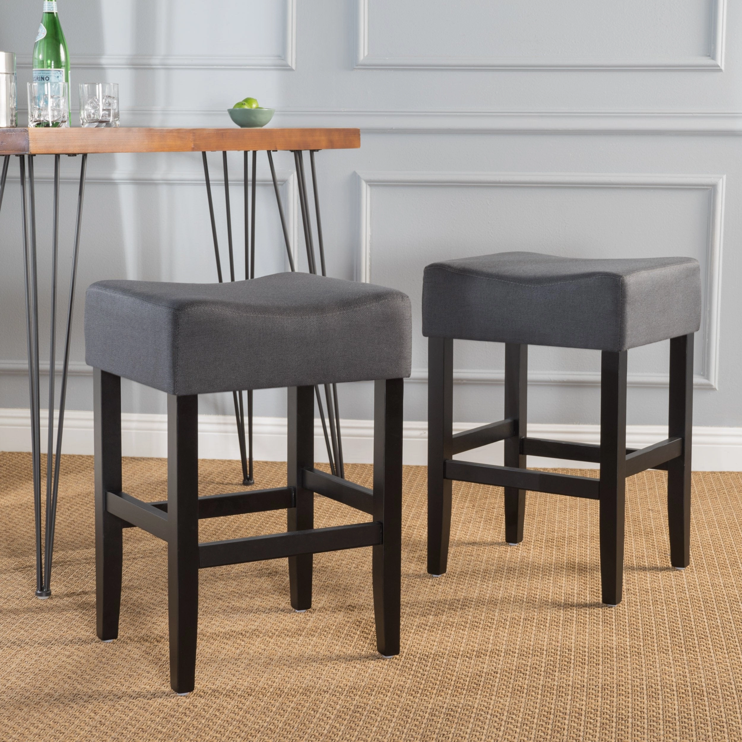 26-Inch Backless Dark Charcoal Fabric Counter Stools (Set of 2) - NH778003 kitchen accessories, table linens