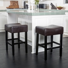 26-Inch Brown Leather Backless Counter Stool (Set of 2) - NH169592 kitchen accessories, table linens