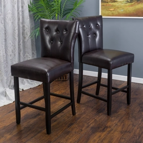 27-Inch Brown Leather Counter Stool (Set of 2) - NH446692 kitchen accessories, table linens
