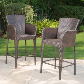28-Inch Contemporary Outdoor Multibrown Wicker Barstool - NH998892 outdoor furniture, garden bench