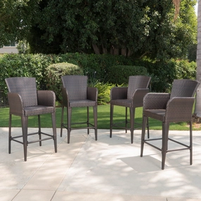 28-Inch Contemporary Outdoor Multibrown Wicker Barstool (Set of 4) - NH629892 outdoor lounge chair, patio sofa