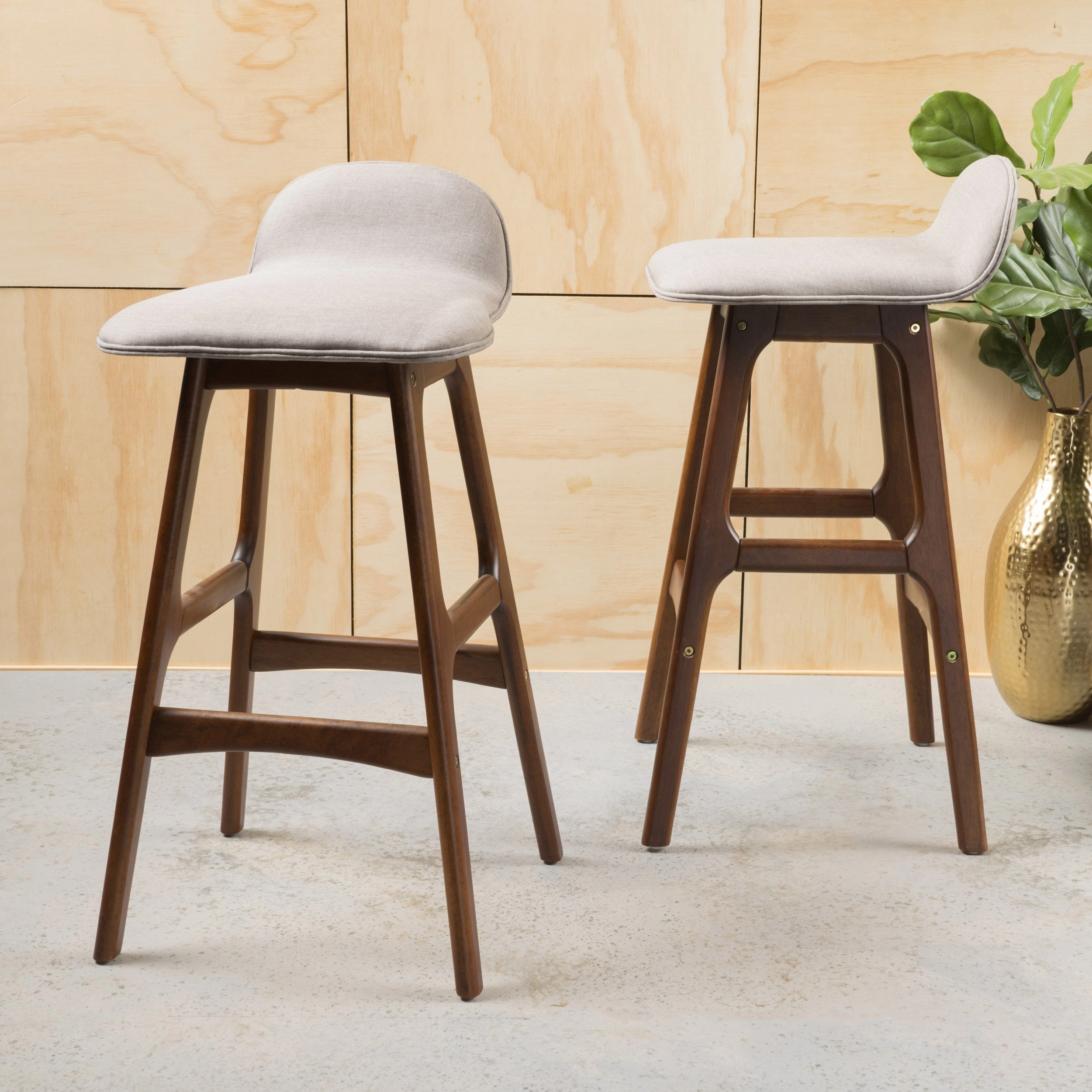 29-Inch Mid-Century Design Low Back Fabric Bar Chair (Set of 2) - NH501003