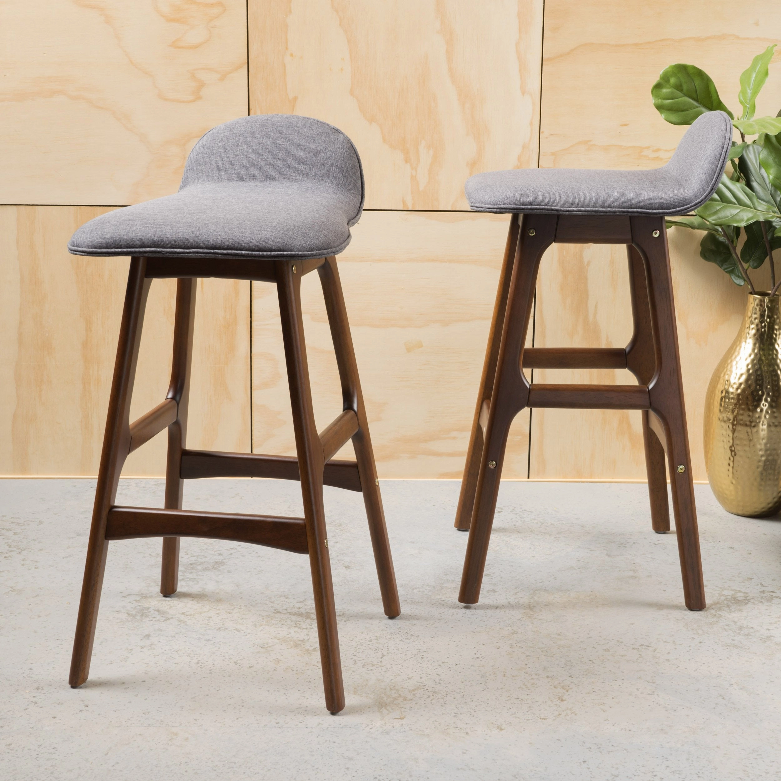 29-Inch Mid-Century Design Low Back Fabric Bar Chair (Set of 2) - NH501003