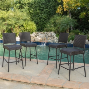29-Inch Outdoors Dark Brown Wicker Barstools (Set of 4) - NH075992 outdoor furniture, garden bench