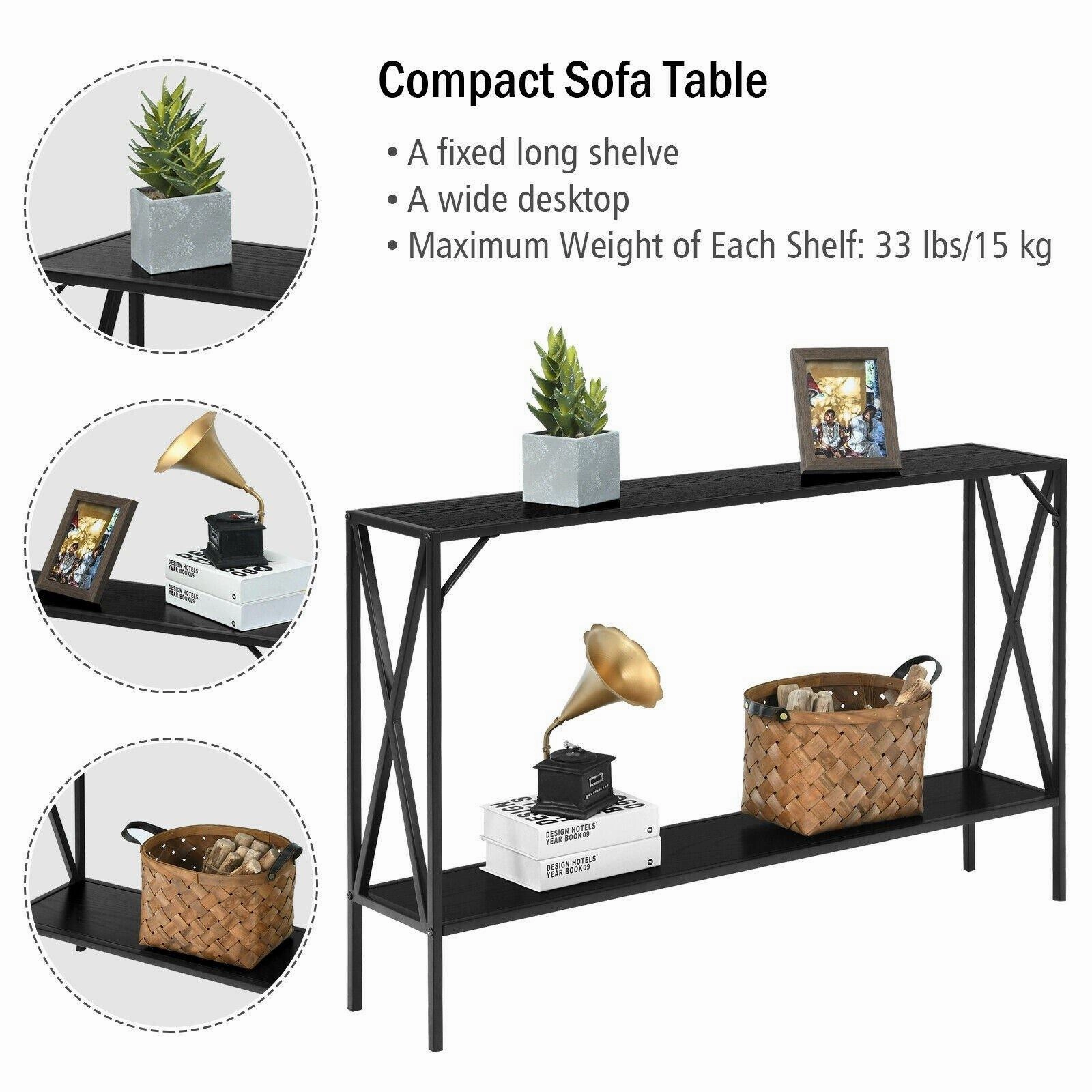 2-Tier 47.5 Inch Hallway Table for Entryway