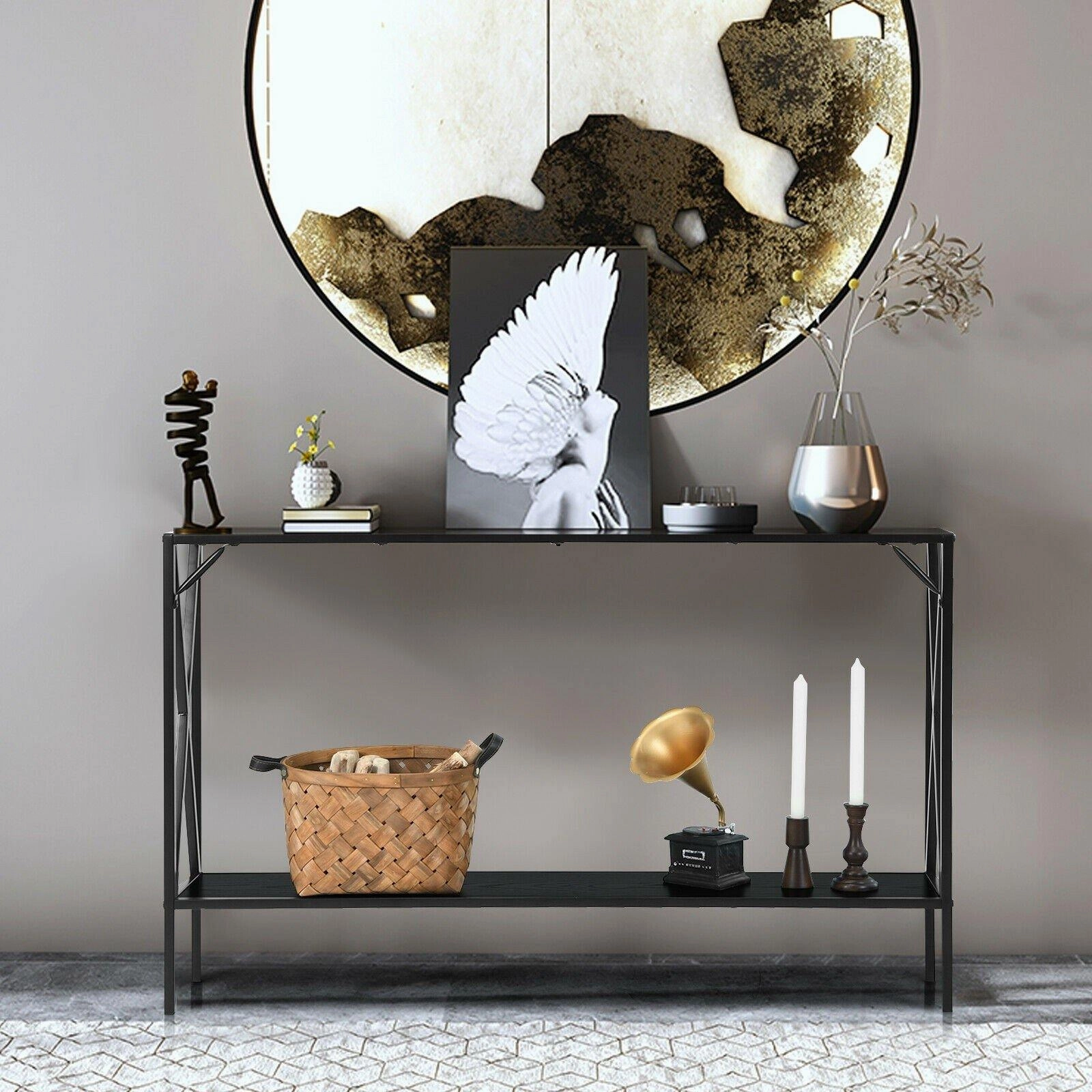 2-Tier 47.5 Inch Hallway Table for Entryway