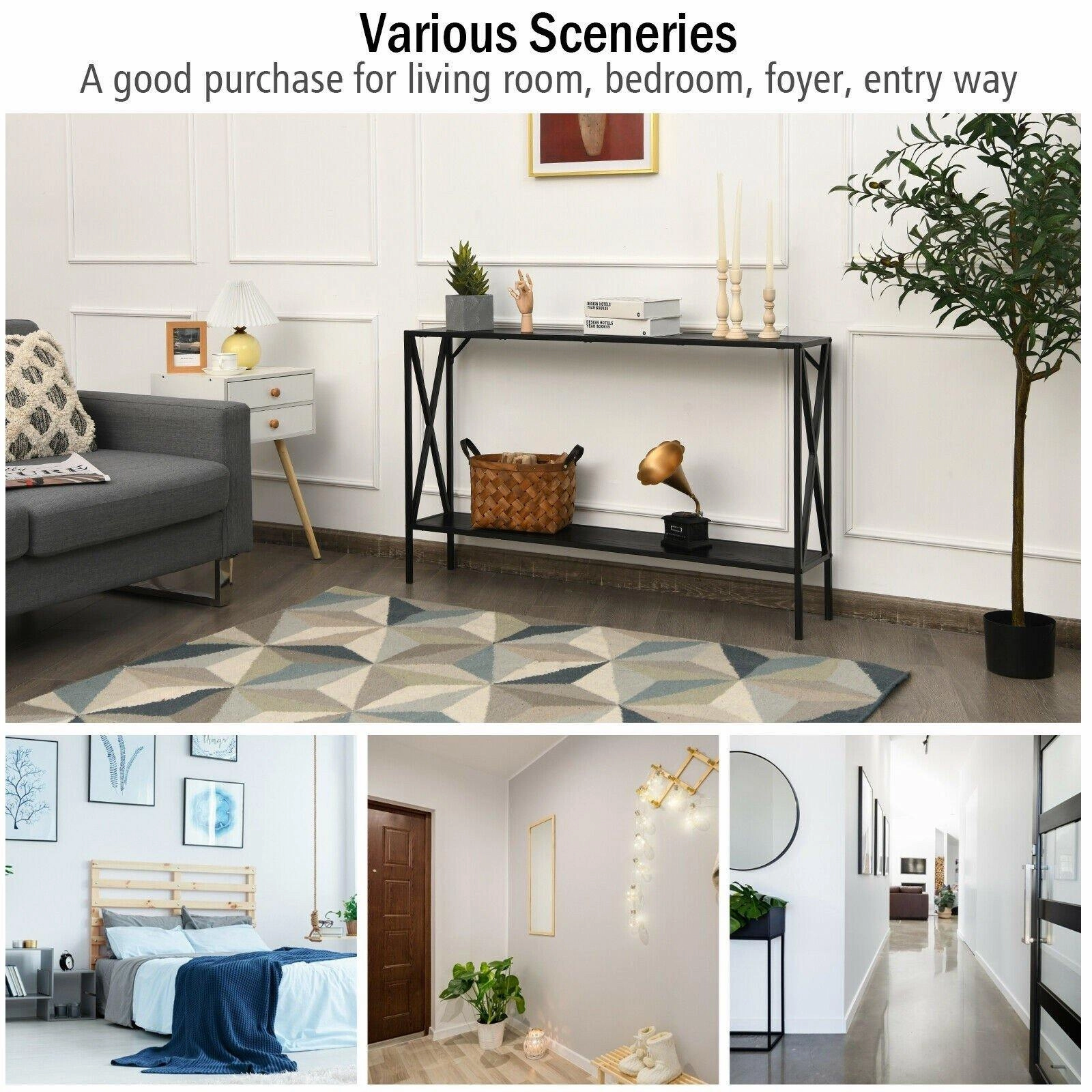 2-Tier 47.5 Inch Hallway Table for Entryway