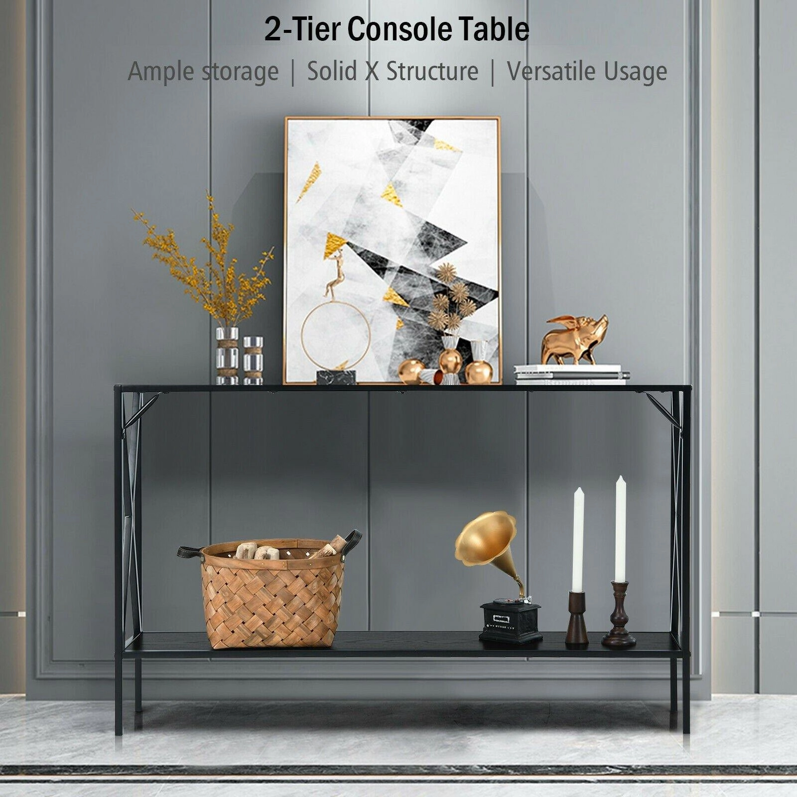 2-Tier 47.5 Inch Hallway Table for Entryway