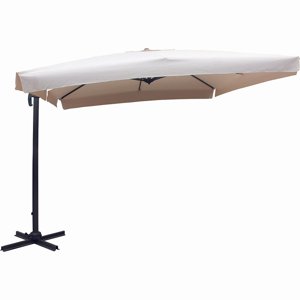 300cm Large Square 360 Aluminium Roma Cantilever Garden Hanging Parasol, Beige