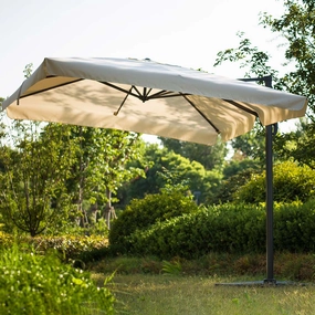 300cm Large Square 360 Aluminium Roma Cantilever Garden Hanging Parasol, Beige