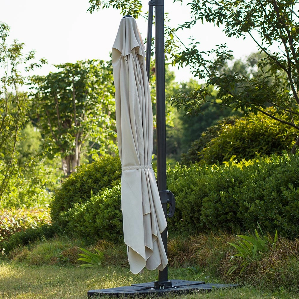 300cm Large Square 360 Aluminium Roma Cantilever Garden Hanging Parasol, Beige