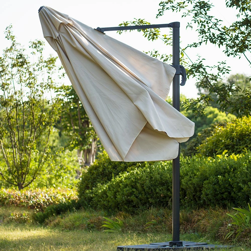 300cm Large Square 360 Aluminium Roma Cantilever Garden Hanging Parasol, Beige