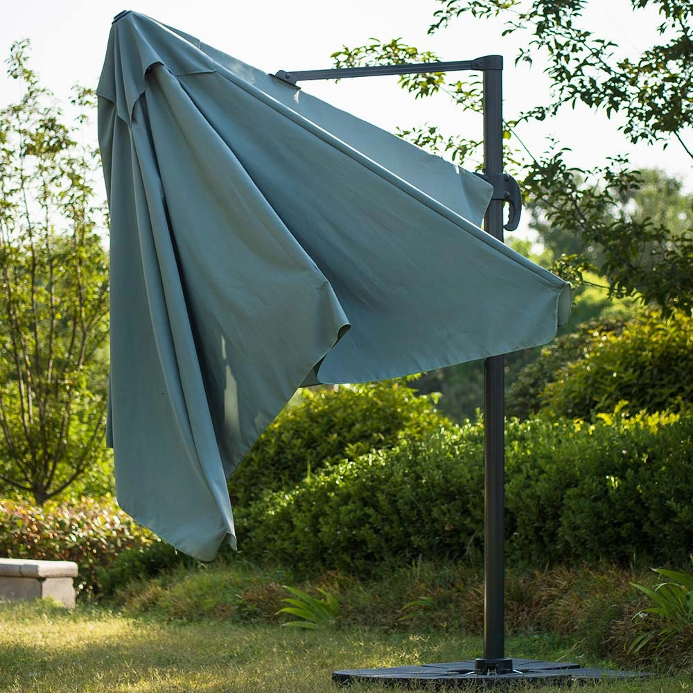300cm Large Square 360 Aluminium Roma Cantilever Garden Hanging Parasol, Grey