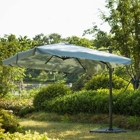 300cm Large Square 360 Aluminium Roma Cantilever Garden Hanging Parasol, Grey