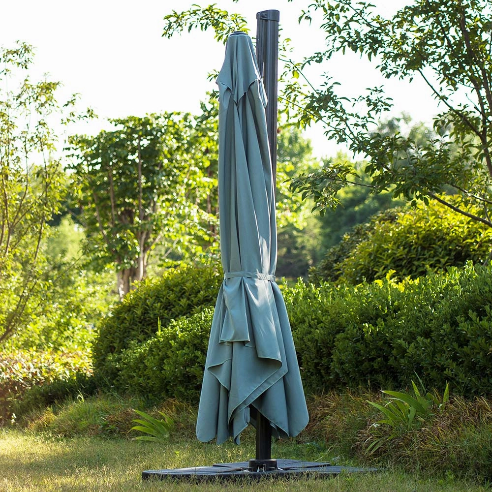300cm Large Square 360 Aluminium Roma Cantilever Garden Hanging Parasol, Grey