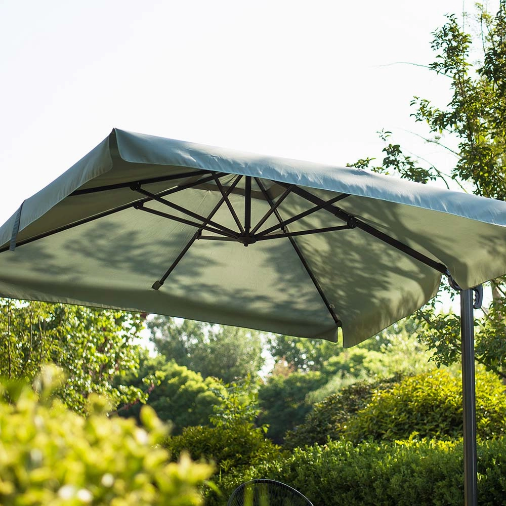 300cm Large Square 360 Aluminium Roma Cantilever Garden Hanging Parasol, Grey