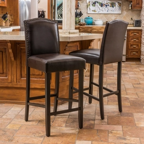 30-Inch Brown Leather Backed Barstool (Set of 2) - NH479592 kitchen accessories, table linens