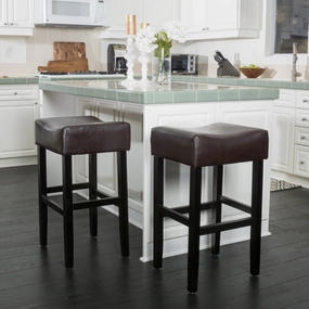 30-Inch Brown Leather Backless Bar Stool (Set of 2) - NH269592 kitchen accessories, table linens